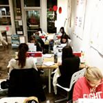 Observing a @grainlinestudio #archerbuttonup shirt class tonight at @moderndomestic! #Sewing #sew