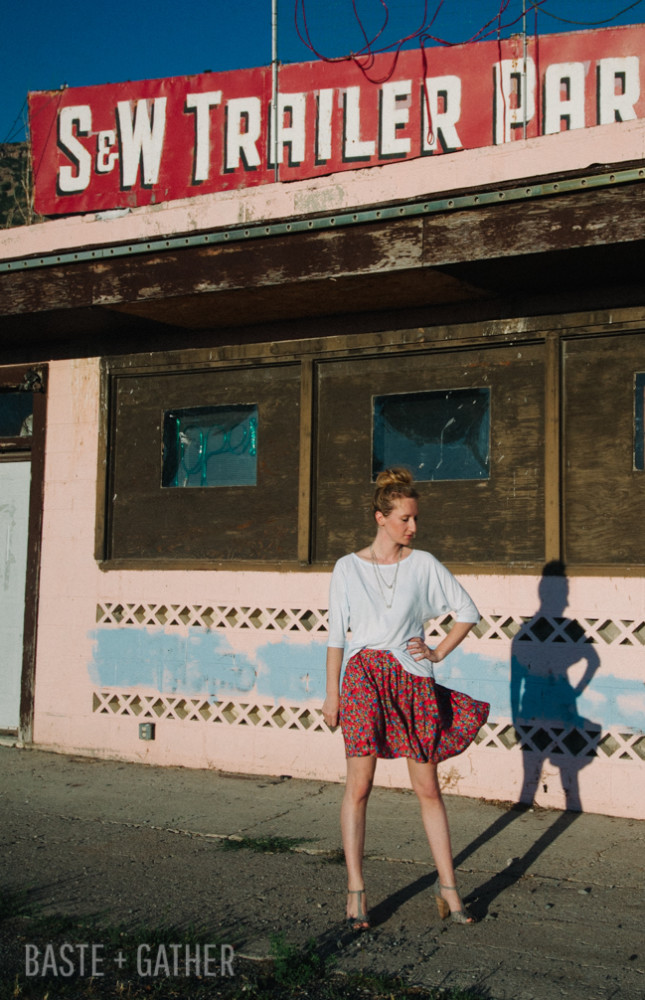 McCall's 6438 Skirt in Red Floral Challis