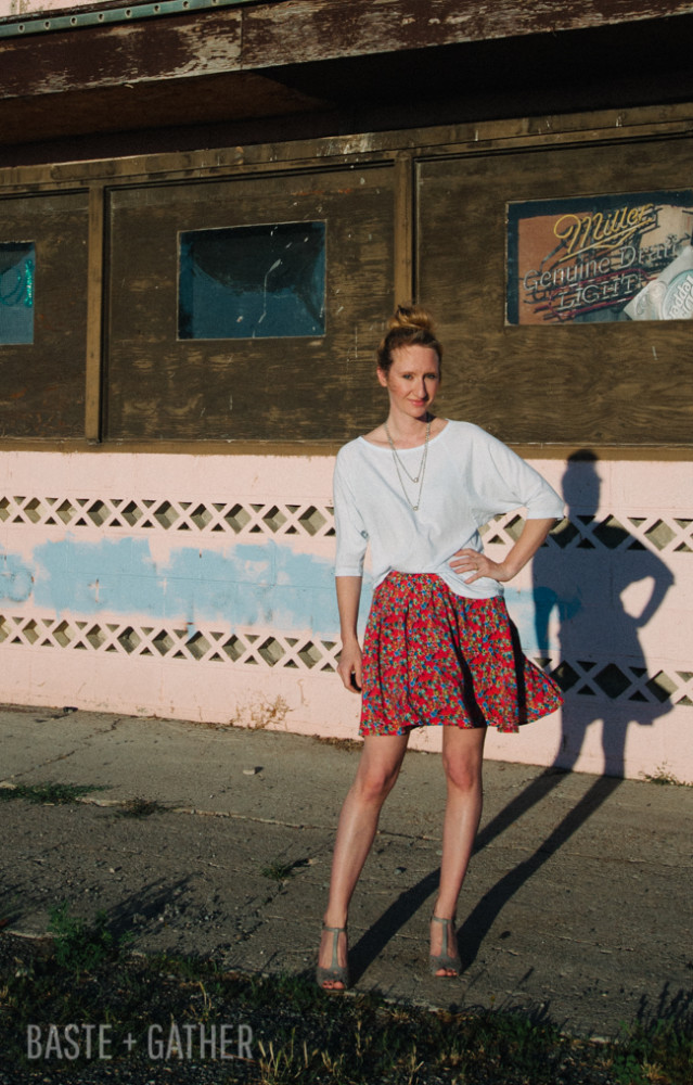 McCall's 6438 Skirt in Red Floral Challis