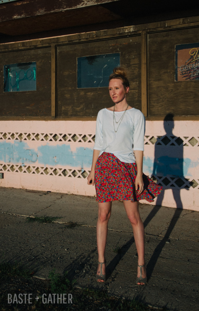 McCall's 6438 Skirt in Red Floral Challis