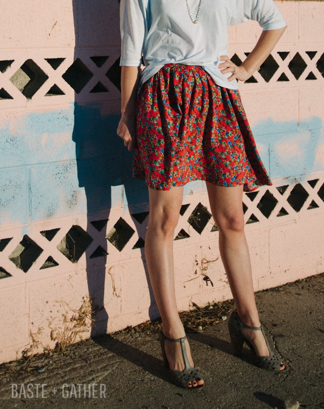 McCall's 6438 Skirt in Red Floral Challis